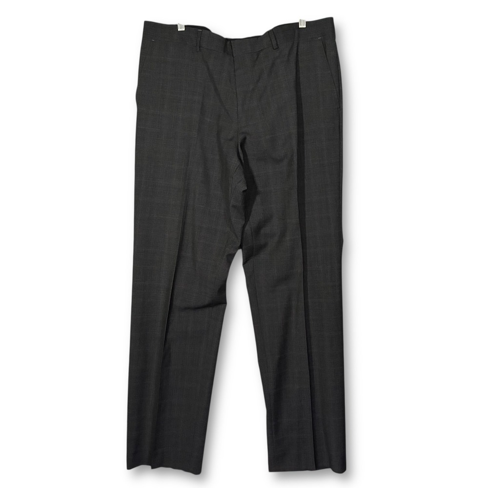 EUC BOSS Hugo Boss Wool Charcoal Plaid Slim Dress Pants Trousers Men's 40x34